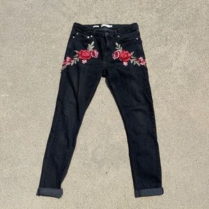 Topman Rose Embroidered Jeans. Size 32